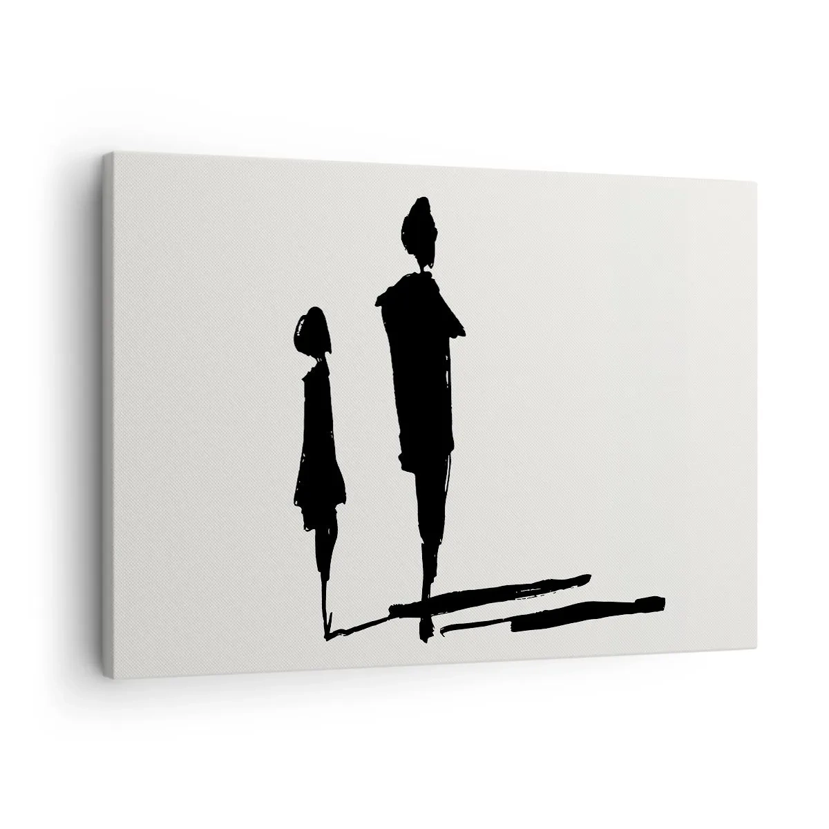 Obraz na plátne - Siluety dvoch ľudí v čiernom na svetlom pozadí - 70x50cm - Určite spolu? - Moderná nástenná dekorácia do obývacej izby a spálne ARTTOR