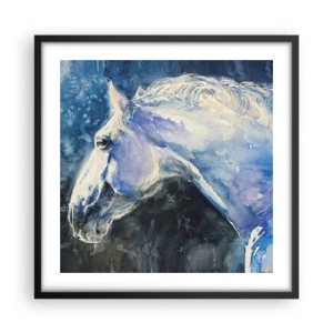 Plagát v čiernom ráme - Portrét v modrej žiare - 50x50 cm