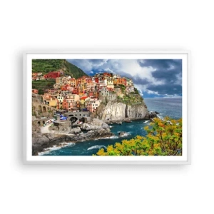 Plagát v bielom ráme - Hromádka pritúlená k skalám - 91x61 cm