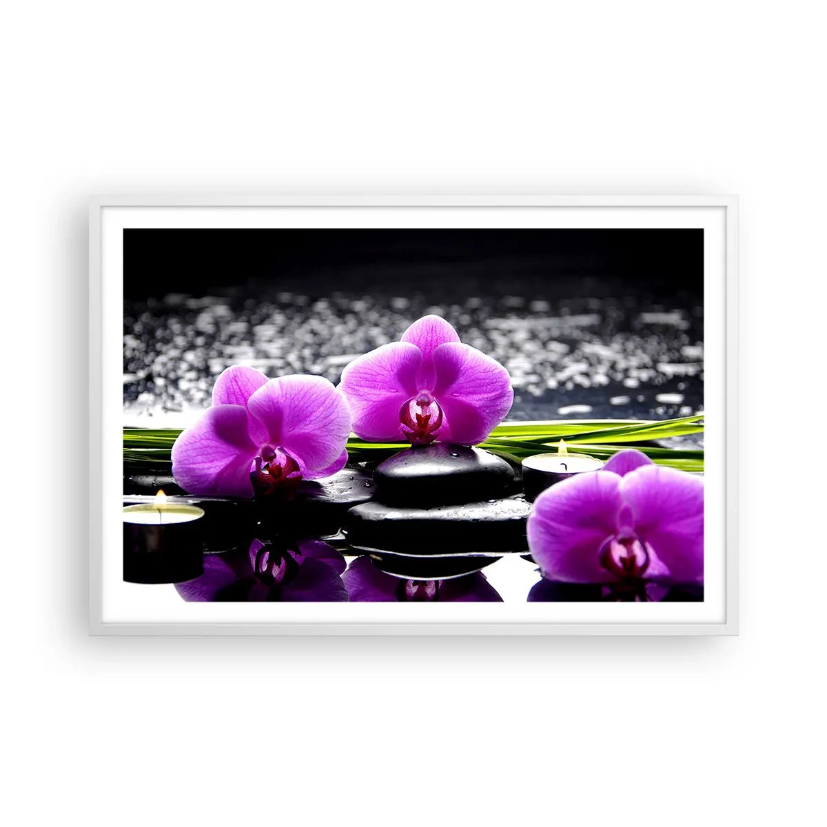 Plagát v bielom ráme - Utopiť v tichu a pokoji - 91x61 cm