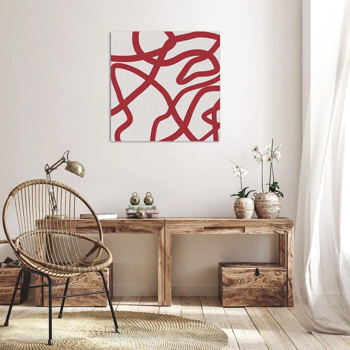 Obraz na plátne - Červené na bielom - 60x60 cm