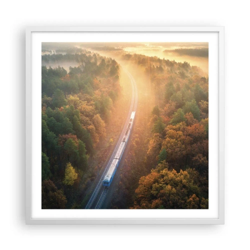 Plagát v bielom ráme - Jesenná cesta - 60x60 cm