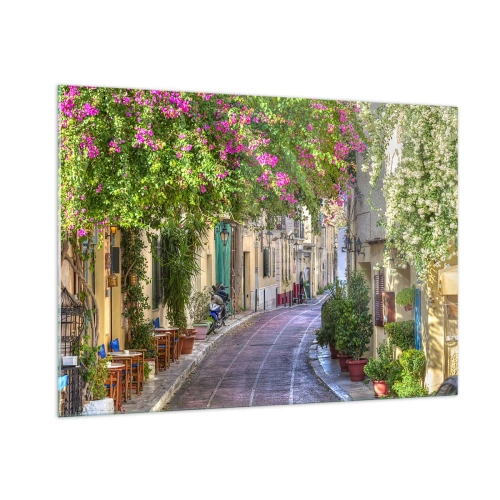 Obraz na skle - Kvitnúce zákutie - 100x70 cm