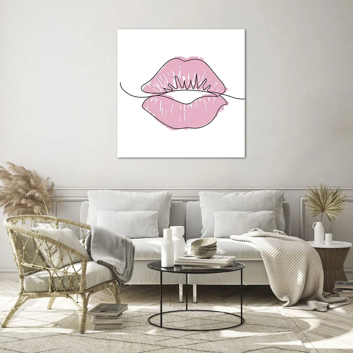 Obraz na skle - Si pripravený na bozk? - 60x60 cm