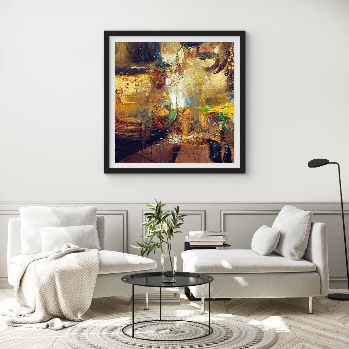 Plagát v čiernom ráme - Zima, teplejšie, horúco - 60x60 cm