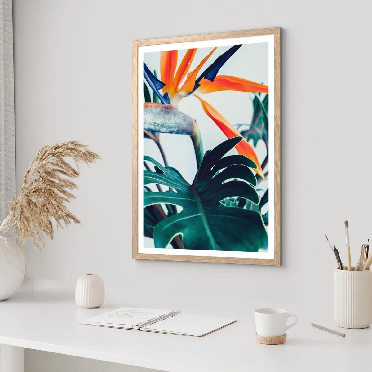 Plagát v ráme zo svetlého duba - Vtáker - 61x91 cm