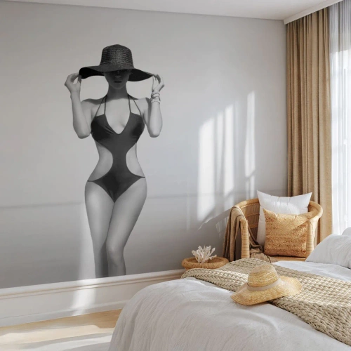 Samolepiaca Fototapeta Deluxe Sticker - Volám sa: Elegancia - Žena, Pláž, Móda - 100x70 cm