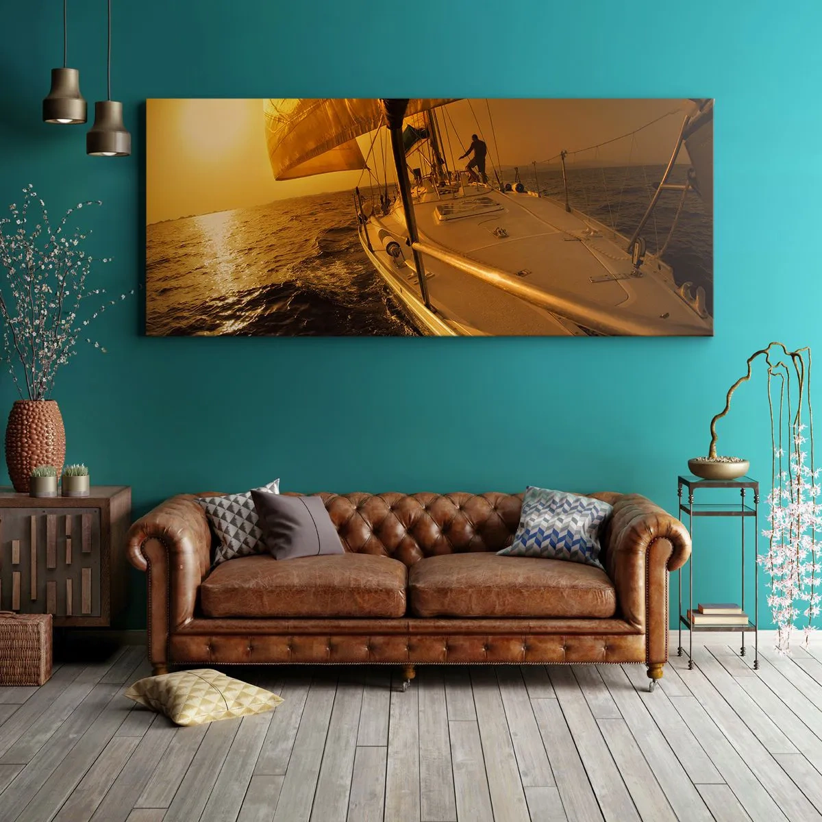 Obraz na plátne - Zlatý večer po viacfarebnom dni - 100x40 cm