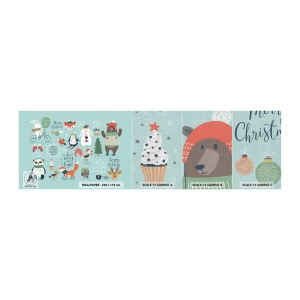 Vzorka fototapety Premium Canvas - Nech sú vždy Vianoce! - Pre deti, Zima, Šťastné zvieratá - 100x30 cm