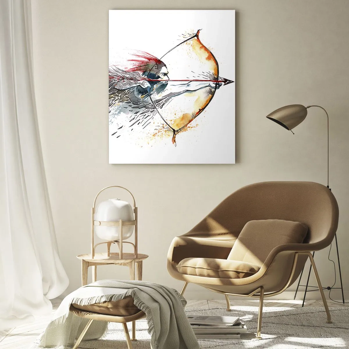 Obraz na skle - Mýtický bojovník s ohnivým lukom - 50x70 cm
