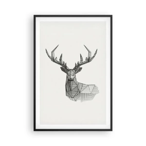 Plagát v čiernom ráme - Jeleň v kubistickom štýle - 61x91 cm