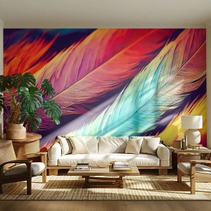 Fototapeta Premium Canvas - Operená dúha - Perie, Svetlo, Farebné - 300x210 cm