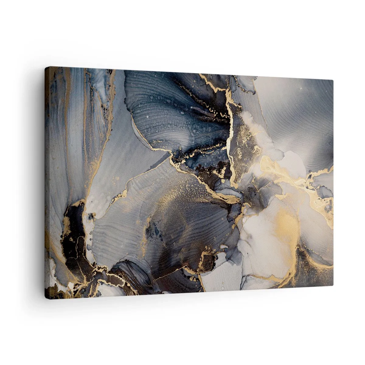 Obraz na plátne - Abstraktná zlatá a sivá na plátne - 70x50cm - Život kameňa - Moderná nástenná dekorácia do obývacej izby a spálne ARTTOR