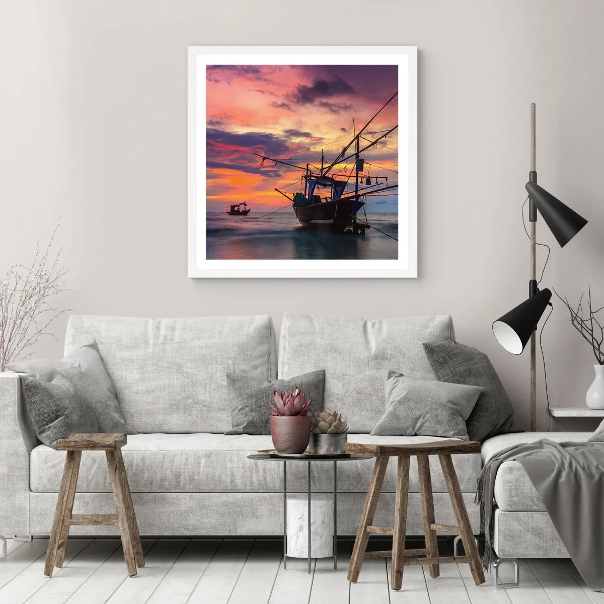 Plagát v bielom ráme - Exotický večer - 50x50 cm