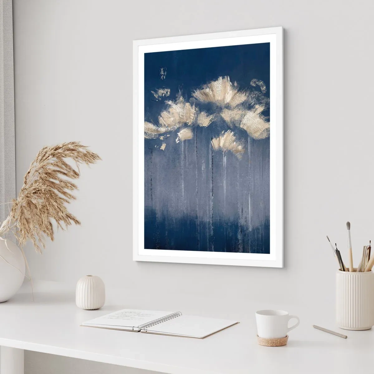 Plagát v bielom ráme - Ako okvetné lístky vo vetre - 40x50 cm