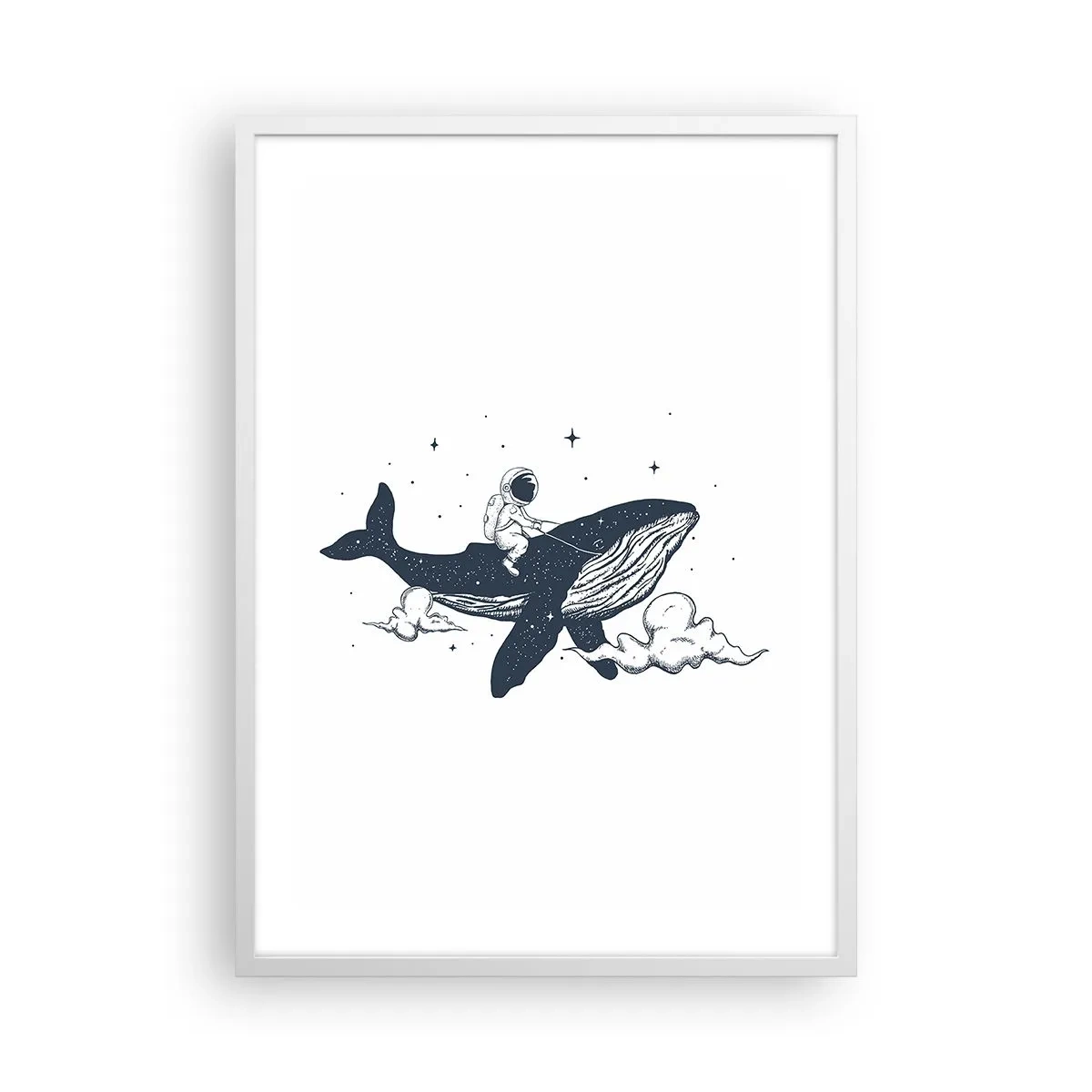Plagát v bielom ráme - Vesmírne dobrodružstvo - 50x70 cm