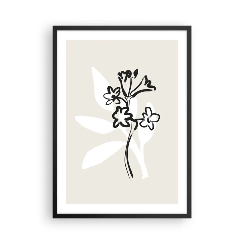 Plagát v čiernom ráme - Minimalistická kresba kvetu - 50x70cm - Náčrtok pre herbár - Moderná nástenná dekorácia do obývacej izby a spálne ARTTOR