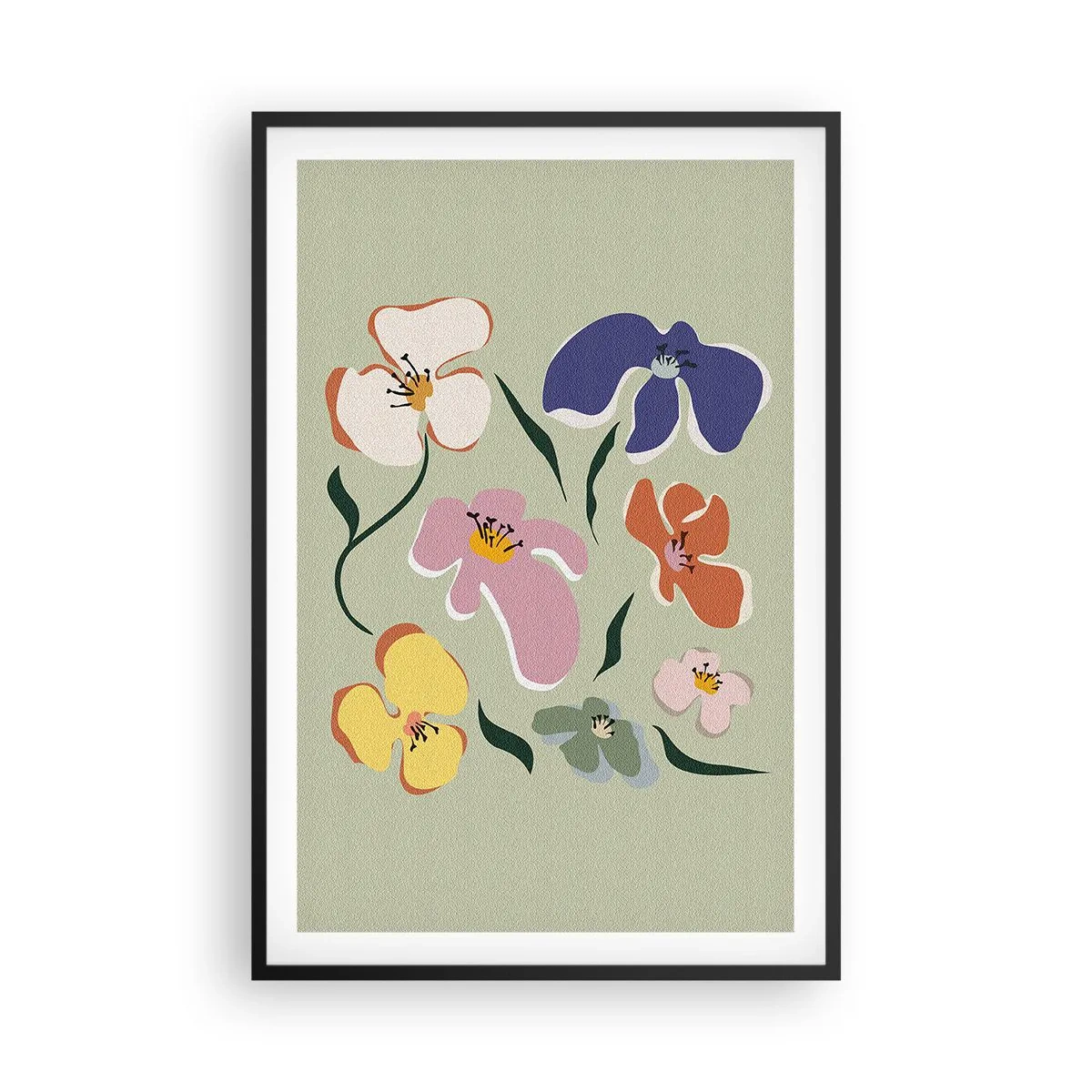Plagát v čiernom ráme - Fialky - 61x91 cm