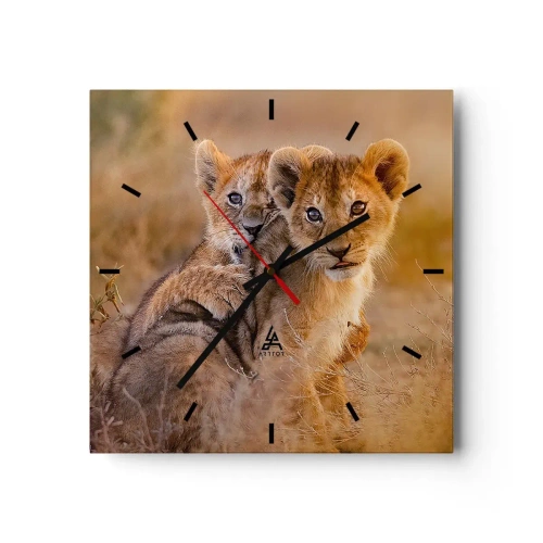 Nástenné hodiny - Nevyrušovať! Hrajme sa - 40x40 cm