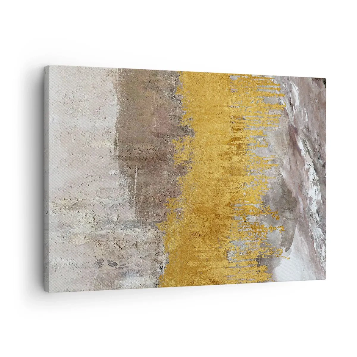 Obraz na plátne - Zlatý a béžový abstraktný vzor - 70x50cm - Zlatistý závan - Moderná nástenná dekorácia do obývacej izby a spálne ARTTOR