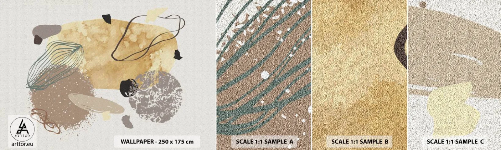 Vzorka samolepiacej fototapety Deluxe Sticker - Abstraktná slivka - Abstrakcia, Kus, Minimalizmus - 100x30 cm