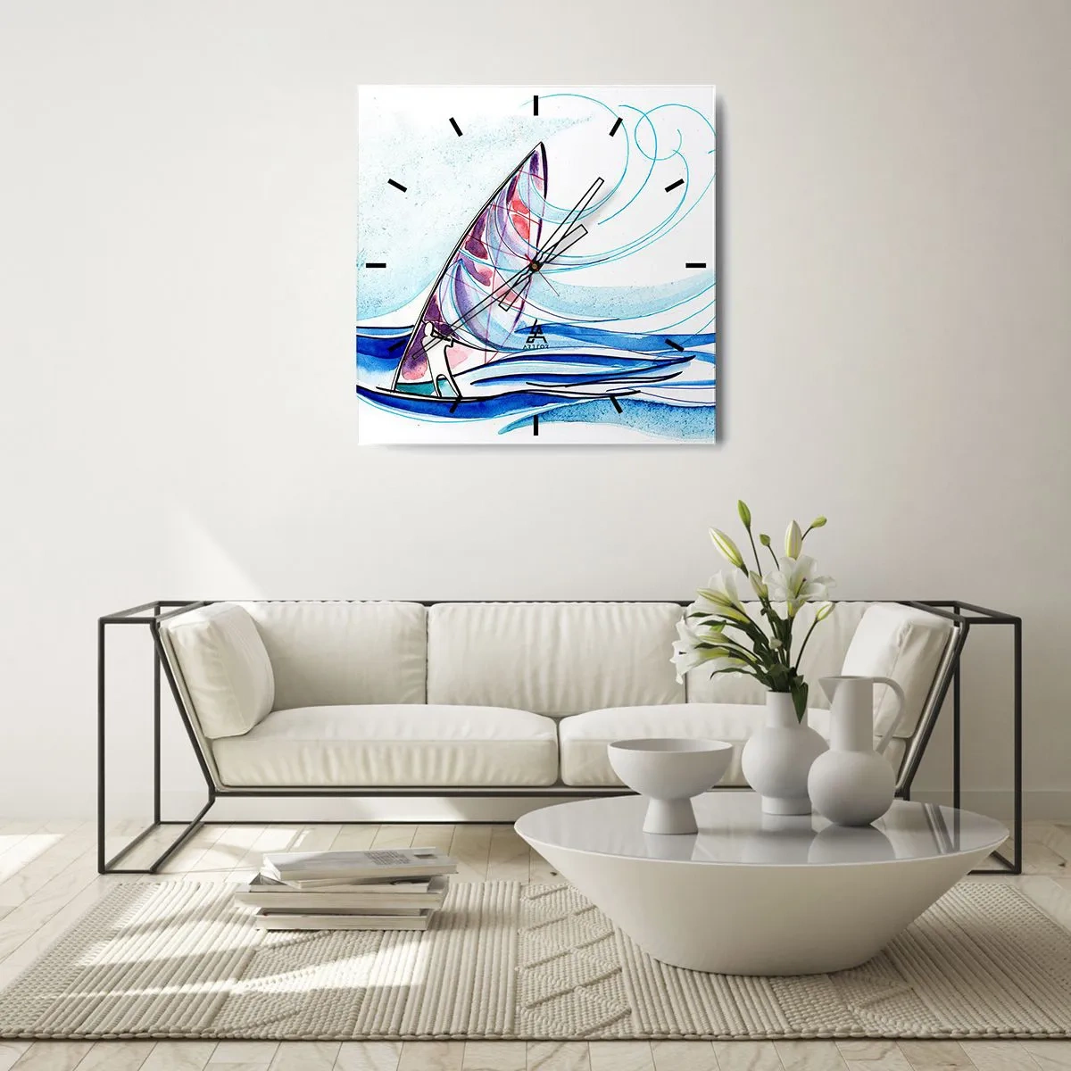 Nástenné hodiny - S vetrom v rytme vĺn - 40x40 cm