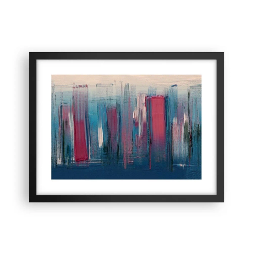 Plagát v čiernom ráme - Vertikálna kompozícia v modrej a červenej - 40x30 cm
