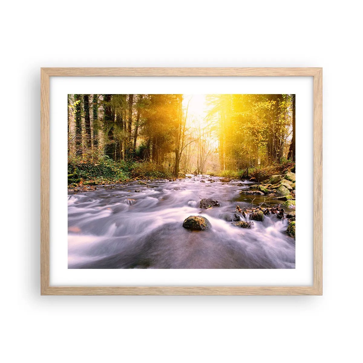 Plagát v ráme zo svetlého duba - Malachit v strieborno-zlatej podobe - 50x40 cm