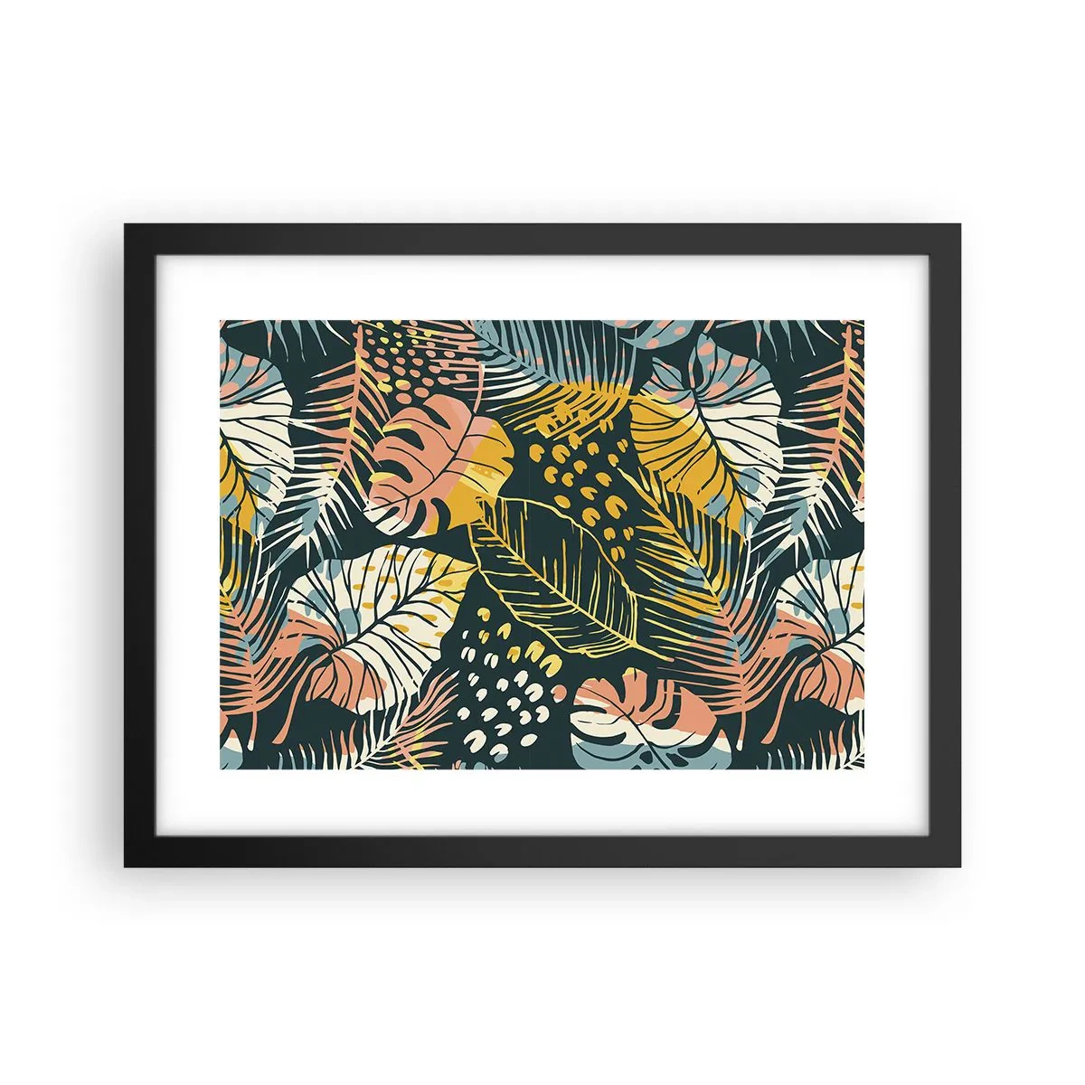 Plagát v čiernom ráme - Listová fantázia - 40x30 cm