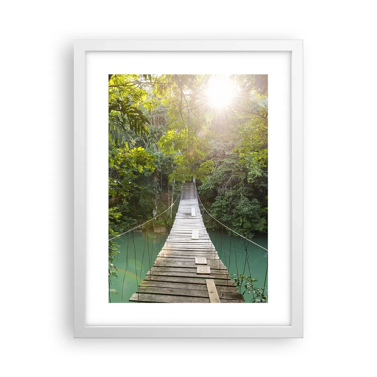Plagát v bielom ráme - Nad azúrovou vodou do azúrového lesa - 30x40 cm