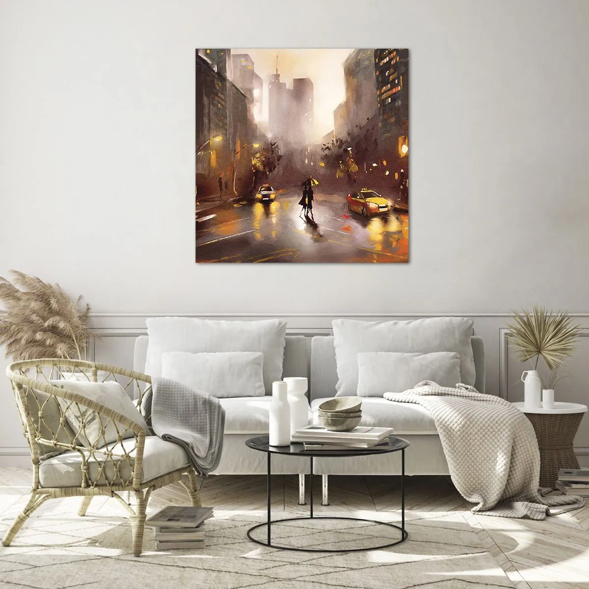 Obraz na skle - Vo svetlách New Yorku - 30x30 cm