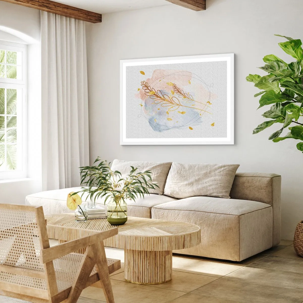 Plagát v bielom ráme - Zlatý závan - 100x70 cm