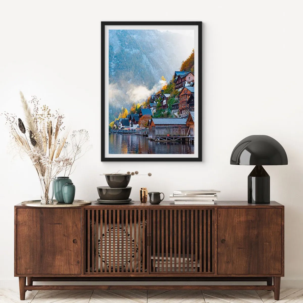 Plagát v čiernom ráme - Alpská krajina - 40x50 cm