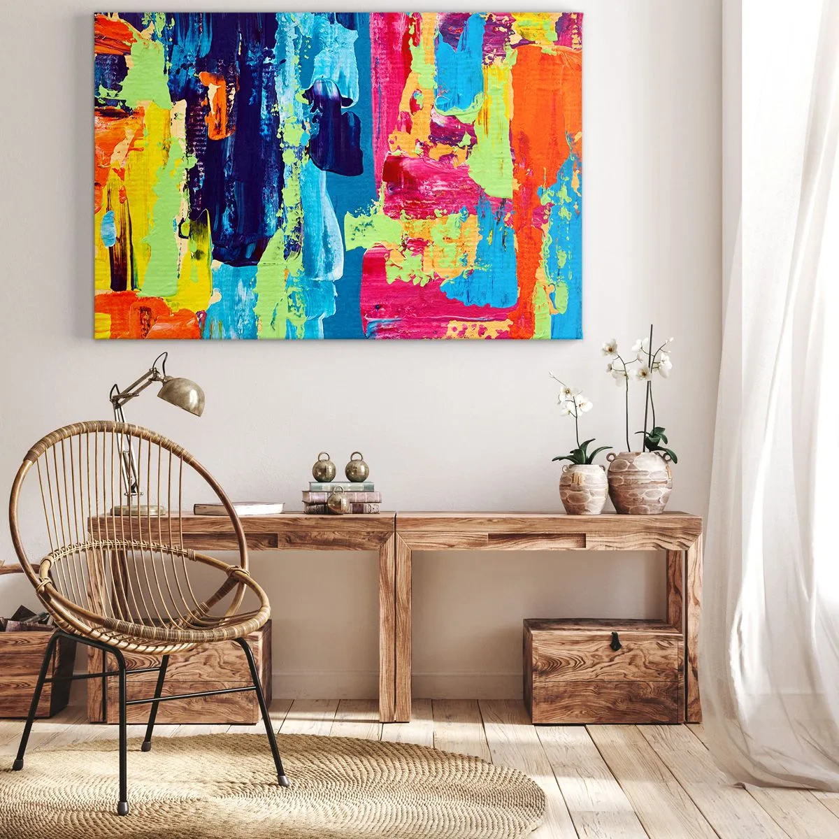 Obraz na plátne - Abstraktná kompozícia farieb v dynamickej forme - 70x50cm - Život je krásny! - Moderná nástenná dekorácia do obývacej izby a spálne ARTTOR