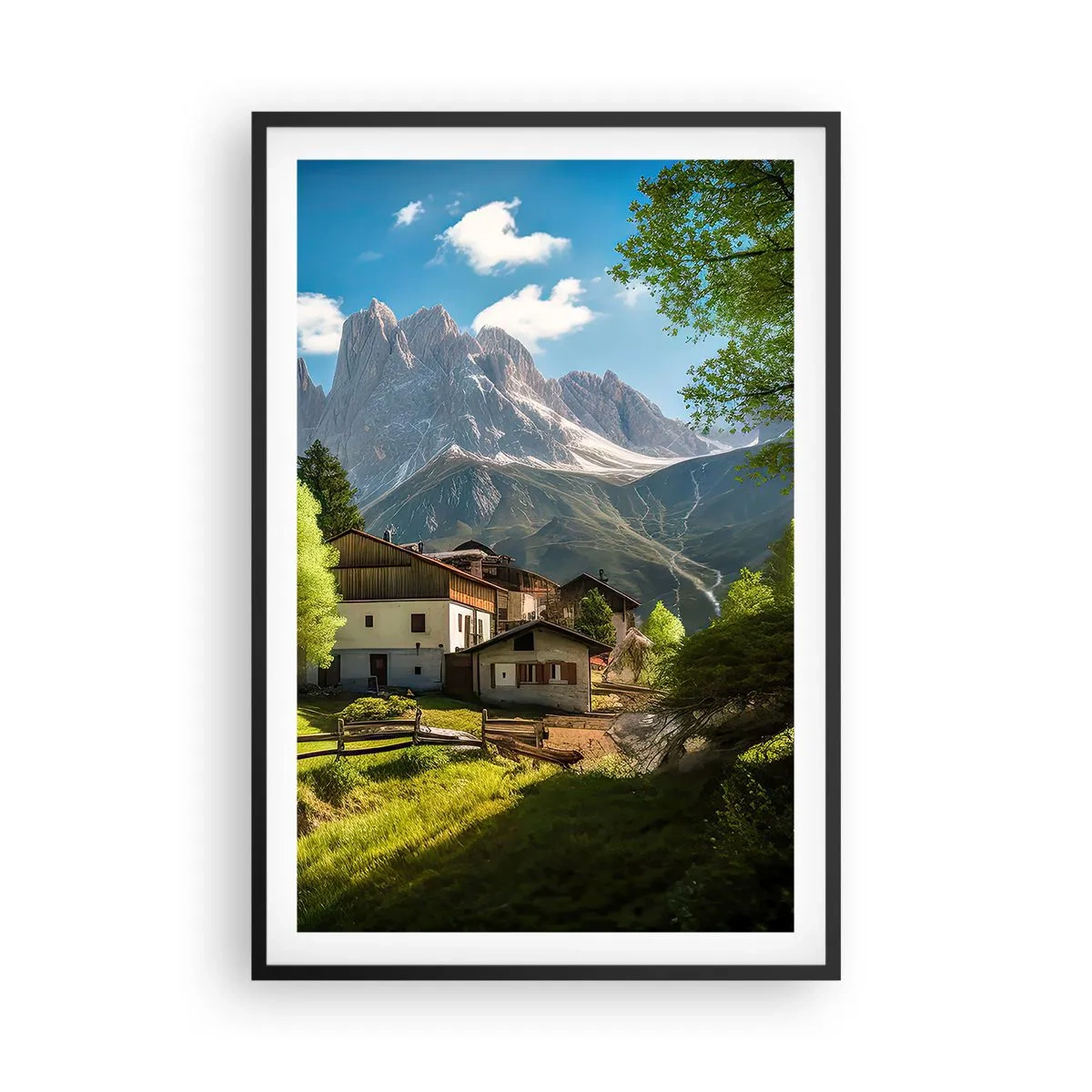 Plagát v čiernom ráme - Alpská idyla - 61x91 cm