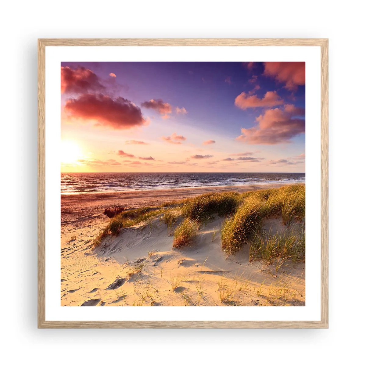 Plagát v ráme zo svetlého duba - Už letom vonia vzduch - 60x60 cm