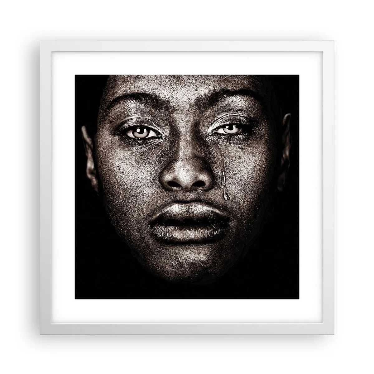 Plagát v bielom ráme - Jedna slza - 40x40 cm