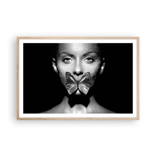 Plagát v ráme zo svetlého duba - Motýlí bozk - 91x61 cm