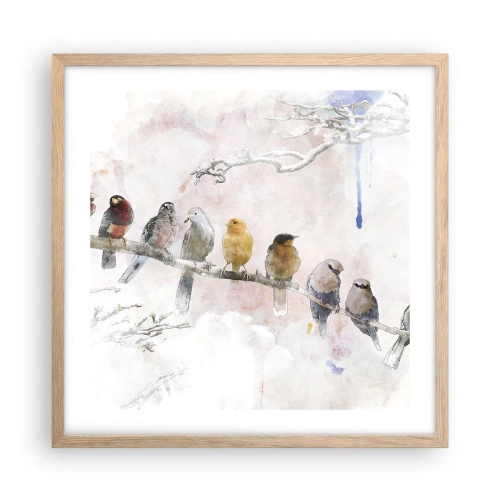 Plagát v ráme zo svetlého duba - Okrídlené stretnutie - 50x50 cm