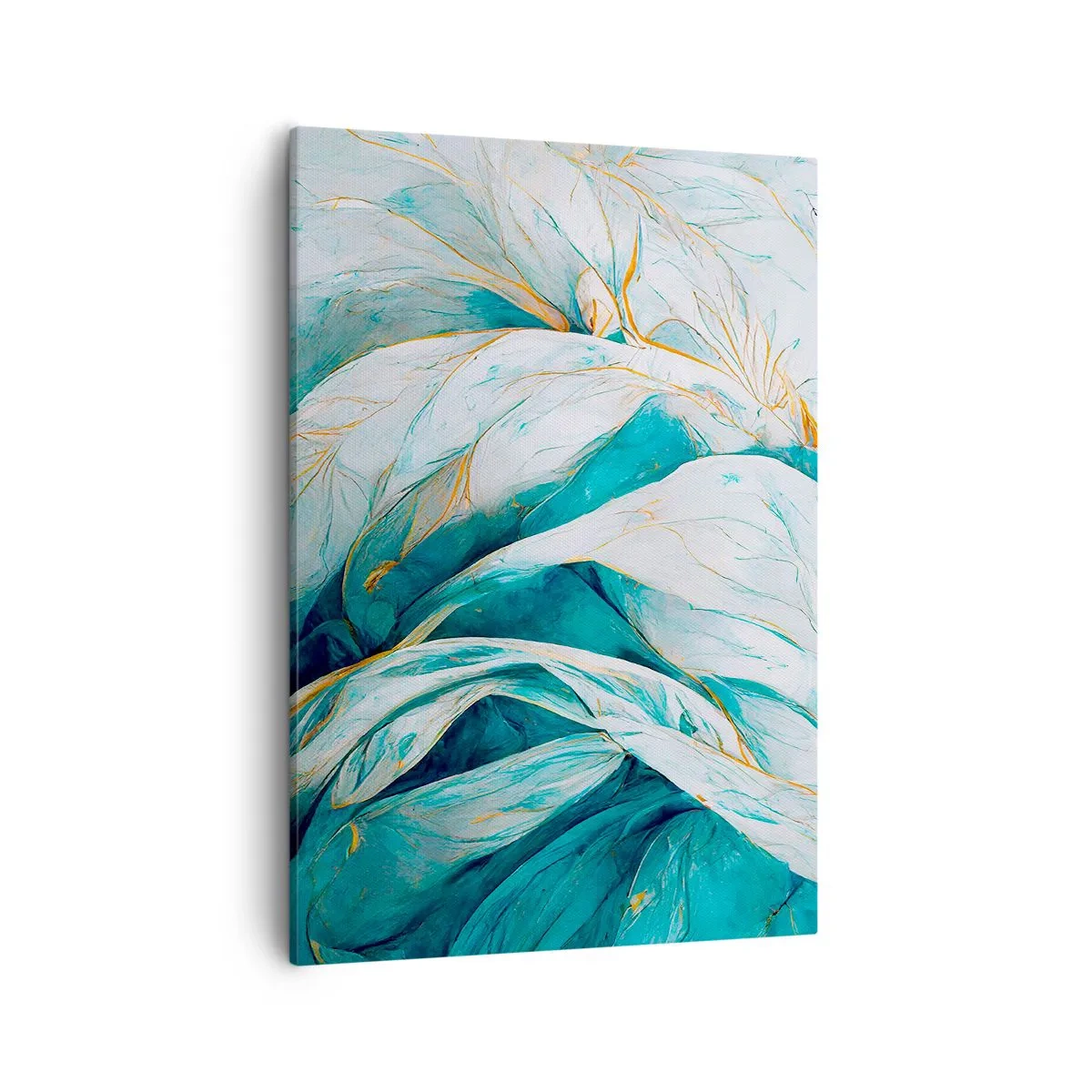 Obraz na plátne - Modrá abstrakcia so zlatým motívom - 50x70 cm