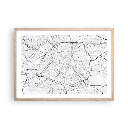 Plagát v ráme zo svetlého duba - Kvet Paríža - 70x50 cm