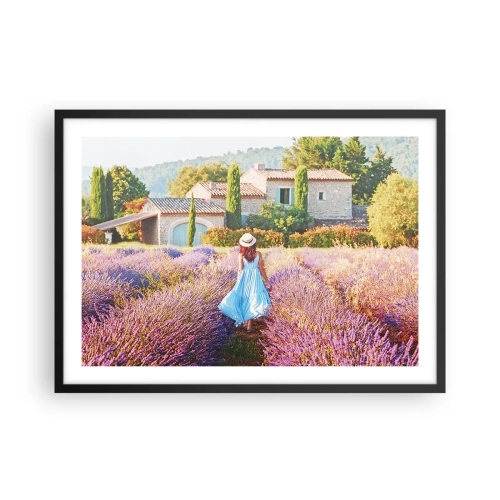 Plagát v čiernom ráme - Levanduľové dievča - 70x50 cm