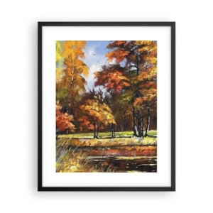 Plagát v čiernom ráme - Krajinka v zlatej a hnedej - 40x50 cm