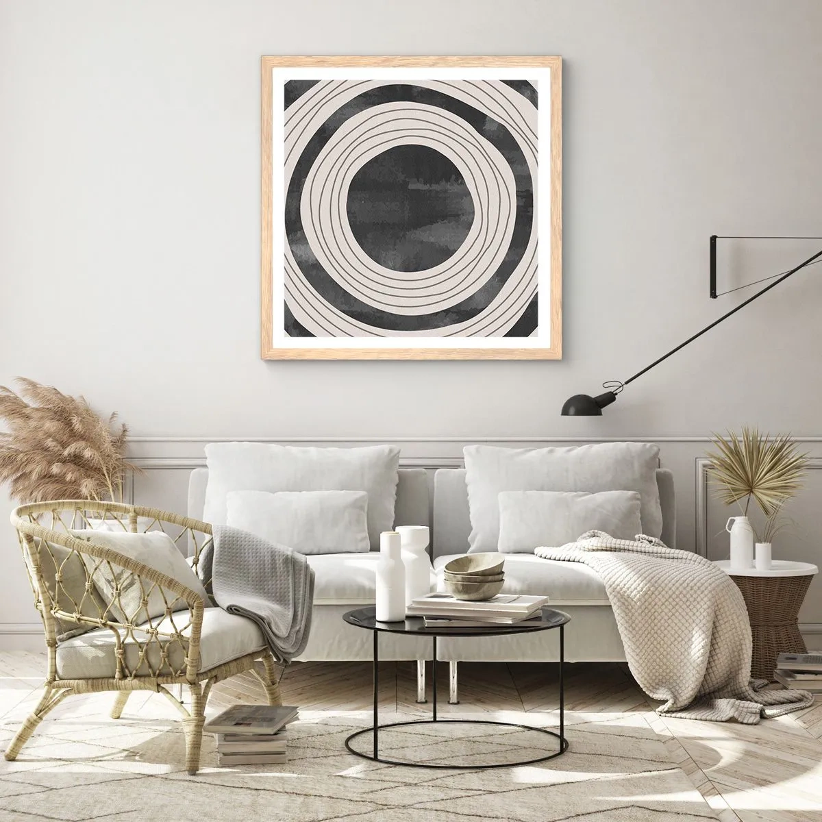 Plagát v ráme zo svetlého duba - Presný zásah - 60x60 cm