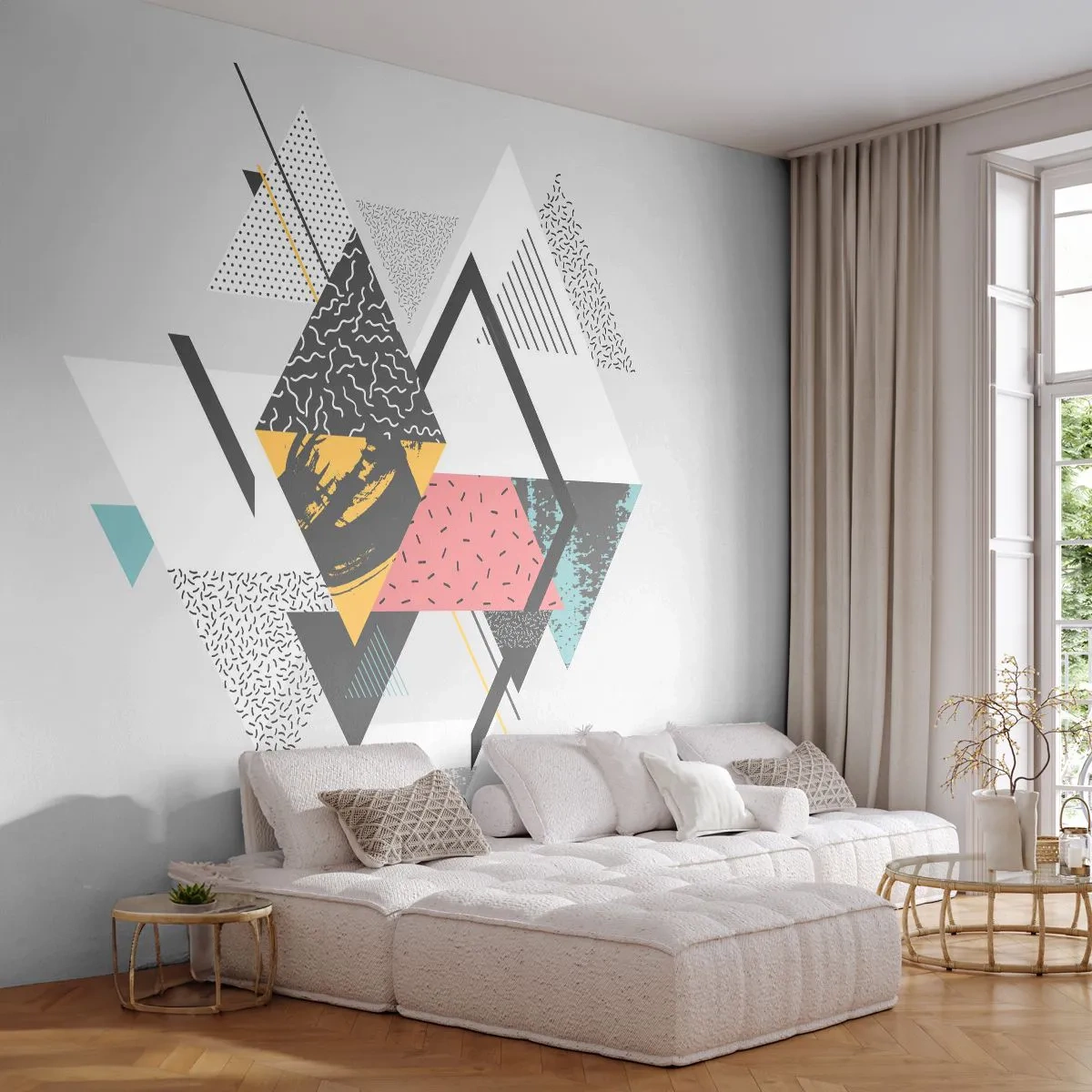 Fototapeta Premium Canvas - Variácie na trojuholník a kosoštvorec - Abstrakcia, Kus, Trojuholníky - 450x315 cm