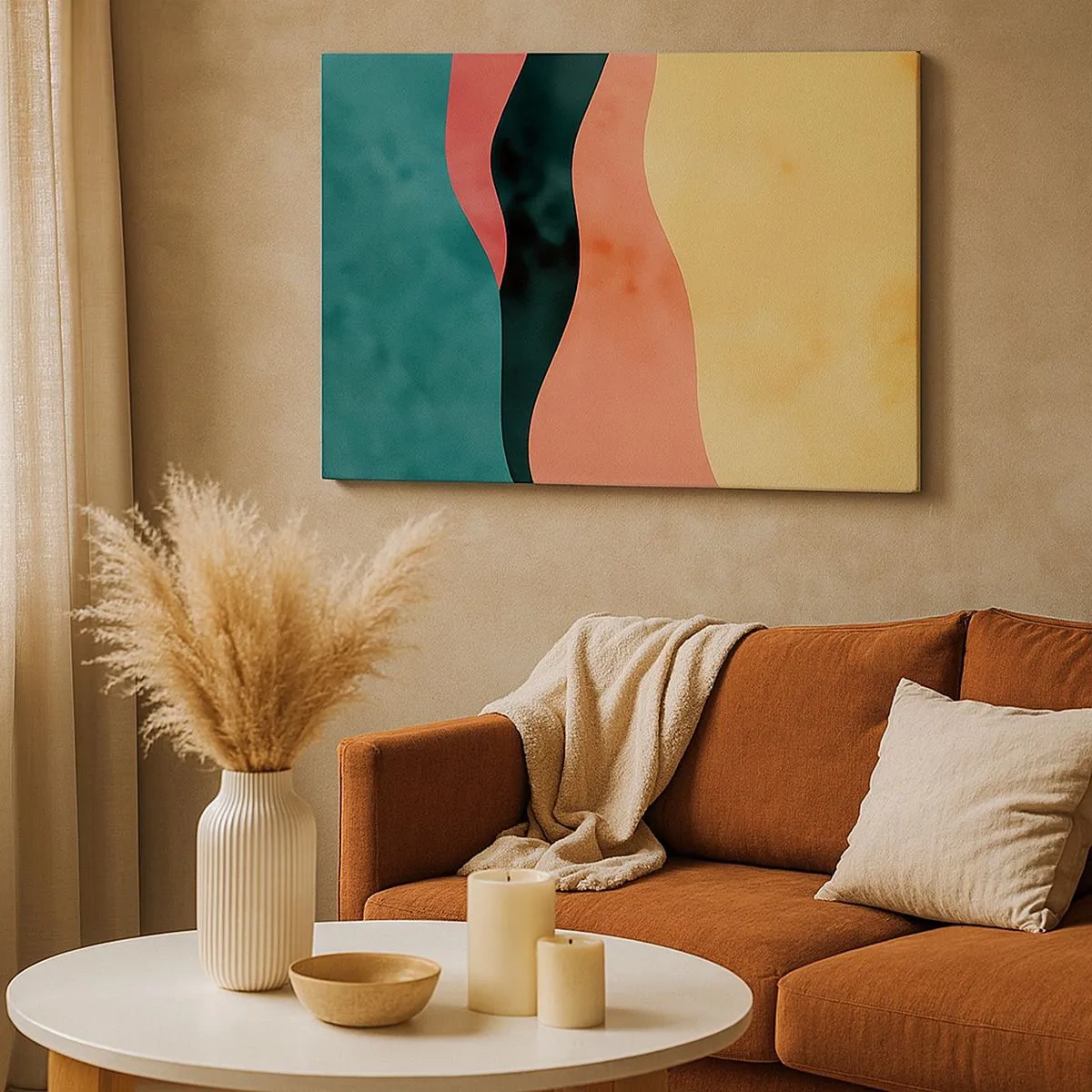 Obraz na plátne - Abstraktné vlny v pastelových farbách - 70x50cm - Kompatibilný nesúlad - Moderná nástenná dekorácia do obývacej izby a spálne ARTTOR