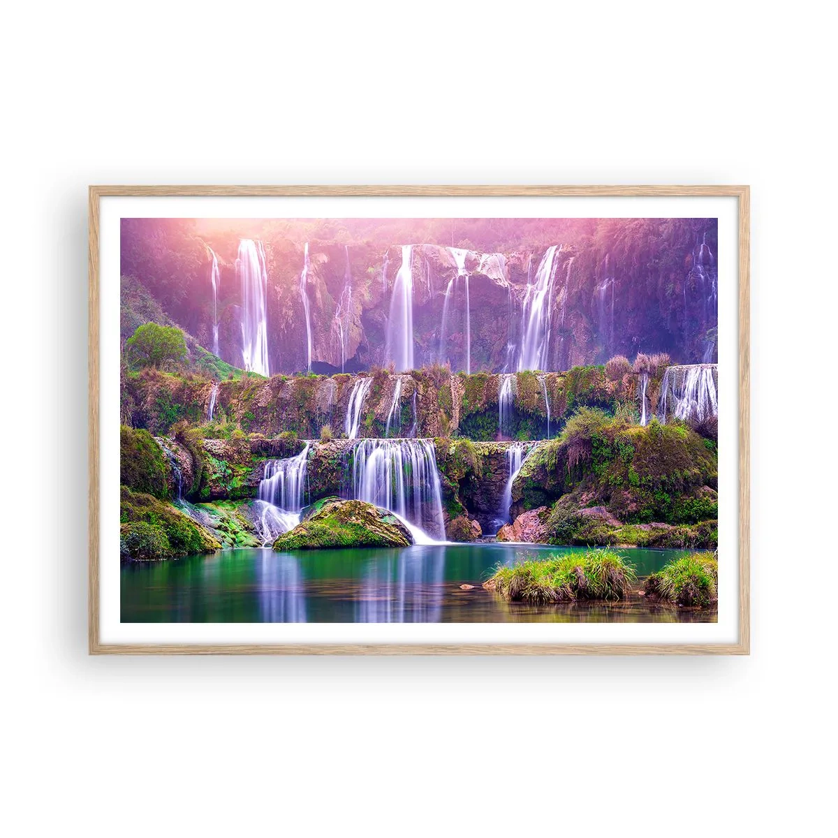 Plagát v ráme zo svetlého duba - Schody do neba - 100x70 cm