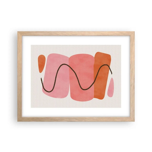 Plagát v ráme zo svetlého duba - Jemný pohyb foriem - 40x30 cm