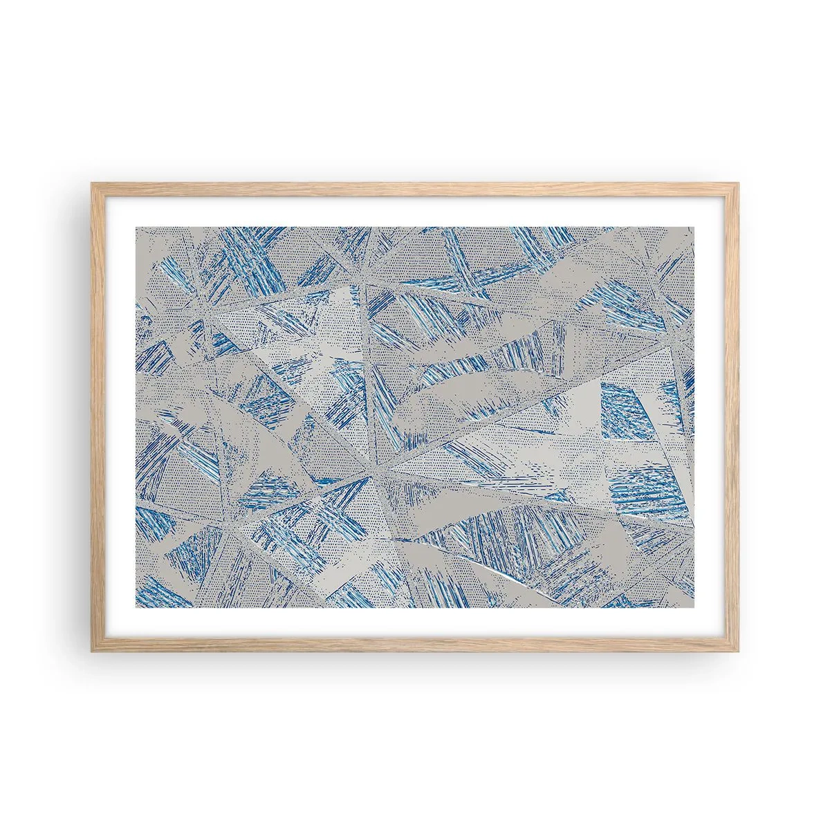 Plagát v ráme zo svetlého duba - V šedo-modrom labyrinte - 70x50 cm
