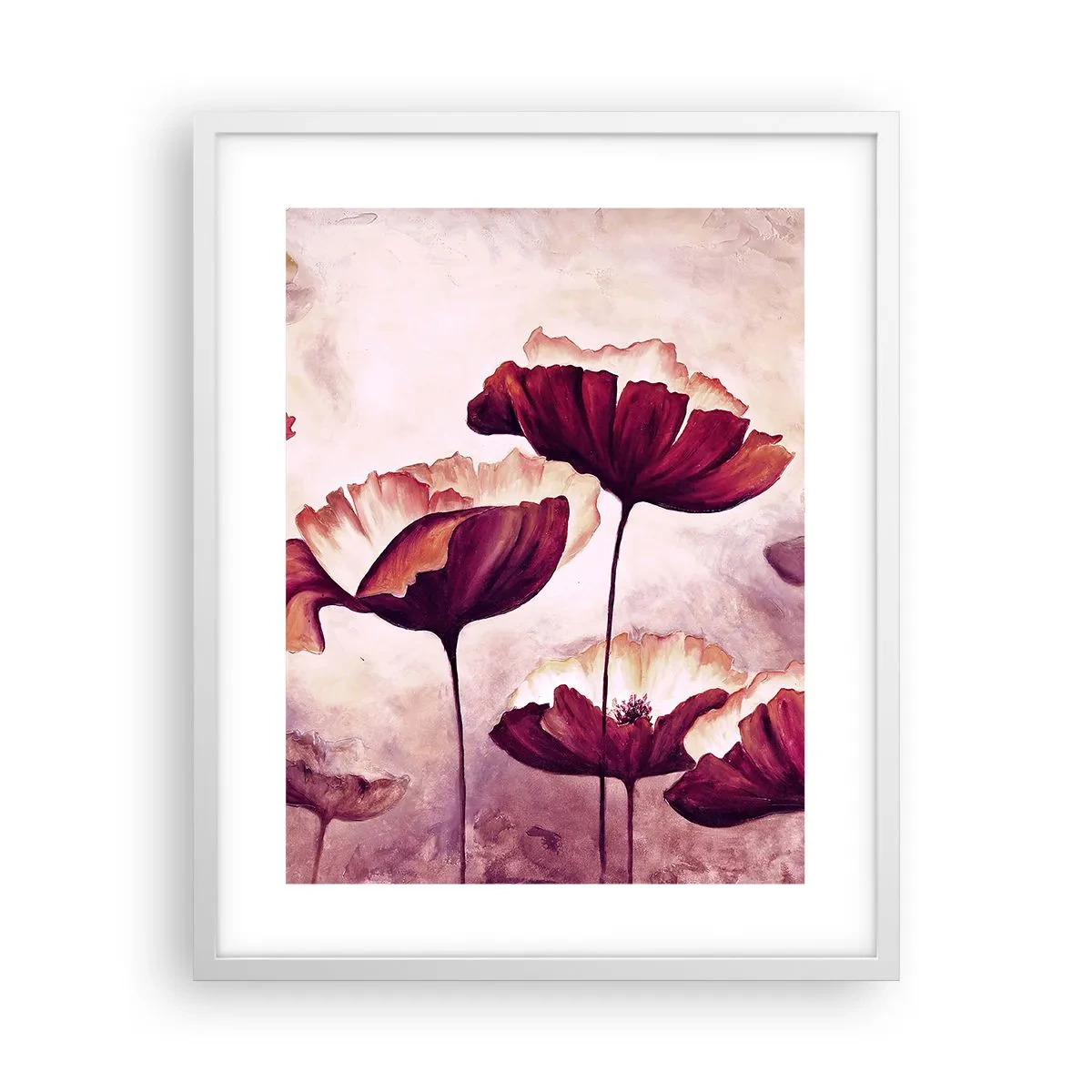 Plagát v bielom ráme - Červený a biely plátok - 40x50 cm